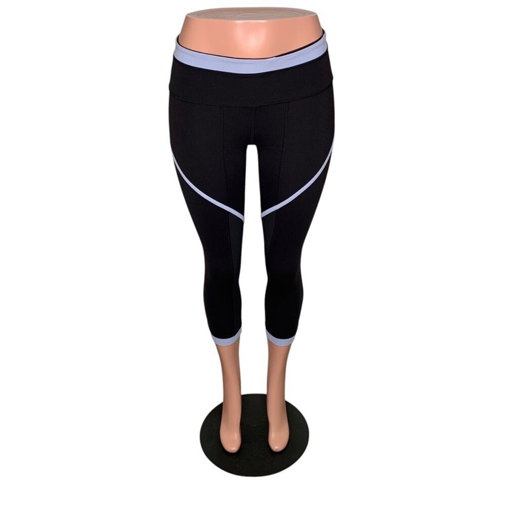 Lululemon Roll Out Crop Leggings Black/Lavender Dust Size 4